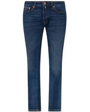 Moorer Faded Five-Pocket Jeans - Blue