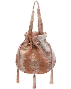SLO_HAND_MADE Bolso Bombonera Potli Con Cuentas - Rosa