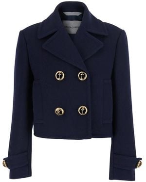 Balenciaga Anchor-Button Cropped Jacket - Blue