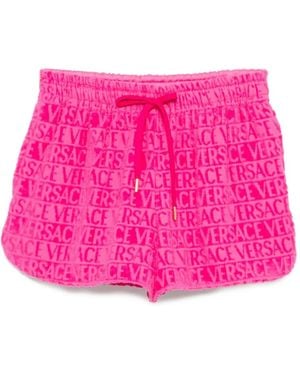 ショートパンツ VERSACE Women Shorts  Burmudas 10112911A08211 5P020 PINK Versace Women's Baroque Printed High Waisted Shorts in