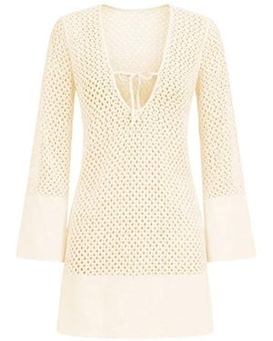 Seafolly Bell Sleeve Beach Dress - White