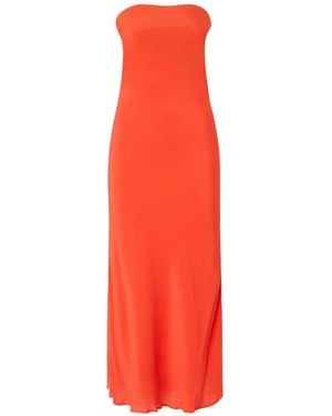 Pinko Strapless Satin-Finish Dress - Red