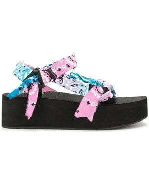 ARIZONA LOVE Bandana Wrapped Platform Sandals - Black