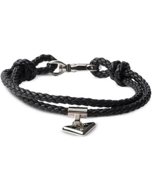 Prada Triangle-Logo Leather Bracelet - White