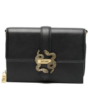 Just Cavalli Snake-Detail Clutch Bag - Black