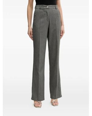 Morgan Herringbone Striped Trousers - Grey