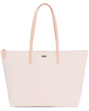 Lacoste Grand Sac Cabas À Rayures - Pink
