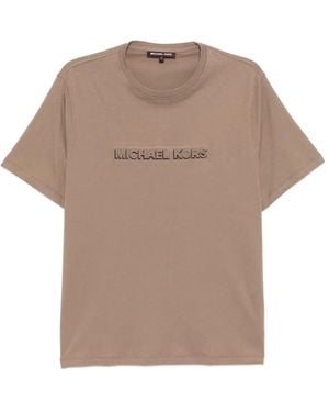 Michael Kors Logo-Embossed Cotton T-Shirt - Natural