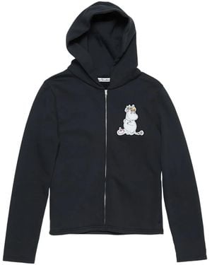 Acne Studios Unicorn-Applique Zip-Up Hoodie - Blue