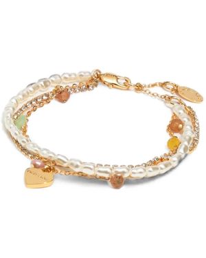 Bimba Y Lola Bracelet Cœur À Perles Et Pierres - Metallic