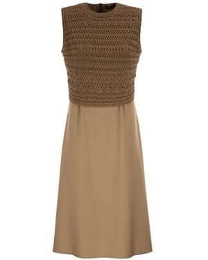 Fabiana Filippi Crochet-Bodice Sleeveless Midi Dress - Natural