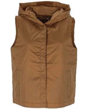 Pennyblack Hooded Sleeveless Gilet - Brown