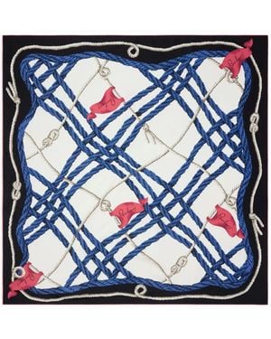 Burberry Knot-Check Silk Scarf - Blue
