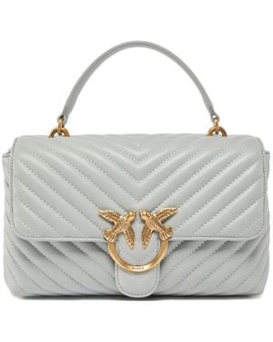 Pinko Medium Love Chevron-Quilted Appliqué Tote Bag - Grey