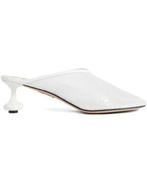 Loewe Pailletten-Mules mit Design-Absatz 450mm - Weiß