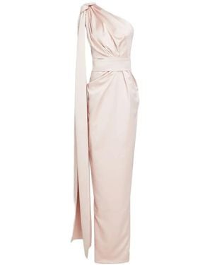 Rhea Costa One-Shoulder Draped Gown - White