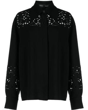 Proenza Schouler Broderie Anglaise Crepe Shirt - Black