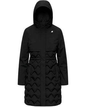 K-Way Quilted Hooded Coat - Black