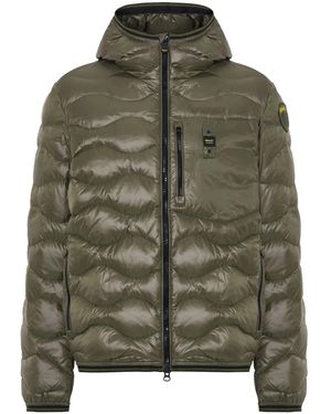 Blauer Logo-Patch Padded Jacket - Green