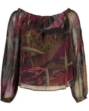 Desigual Abstract-Print Off-Shoulder Blouse - Brown