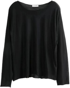 The Row Long-Sleeve Sheer Top - Black