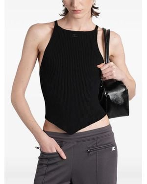 Courreges Pointy Rib-Knit Tank Top - Black