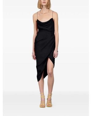 GAUGE81 Shiroi Draped Silk Asymmetric Dress - Black