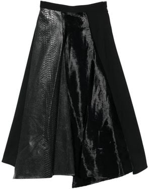 Junya Watanabe Snakeskin-velvet panel skirt - Schwarz