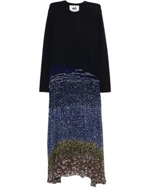 Mii Crew-Neck Printed Midi Dress - Blue