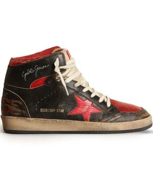 Golden Goose Sky Star Leather High-Top Trainers - Brown