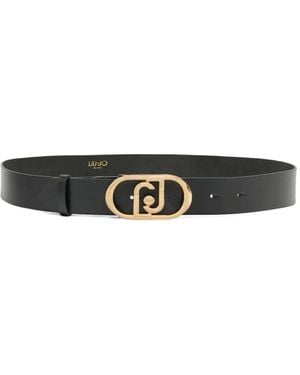 Liu Jo Lapuffy Leren Riem Met Logoplakkaat - Wit