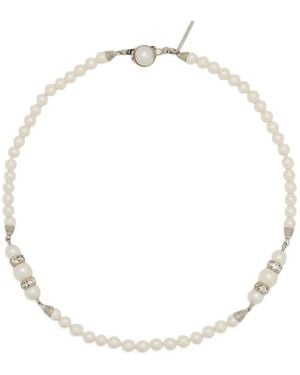 Alessandra Rich Embellished Pearl Necklace - White