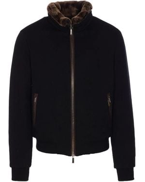 Moorer Bellati shearling-collar zip bomber jacket - Blau