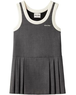 Miu Miu Vestido corto de grisalla - Negro
