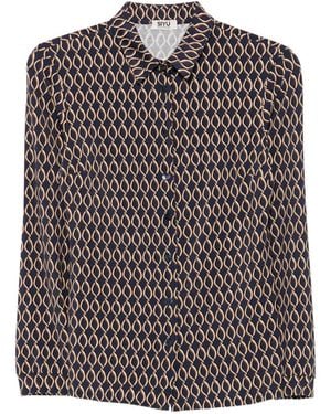Siyu Geometric-Print Long-Sleeve Shirt - Grey