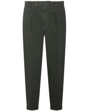 Berwich Pleated Turn-Up Trousers - Green