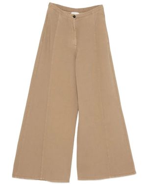 forte_forte Wide-Leg Seamed Palazzo Trousers - Natural