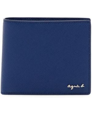 agnès b. Logo-Plaque Leather Wallet - Blue