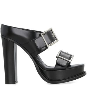 McQueen Leather Sandals - Black