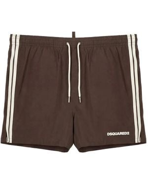 DSquared² Logo Midi Swim Shorts - Brown