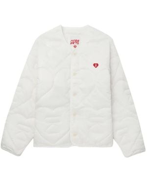 A Bathing Ape Heart Quilted Jacket - White