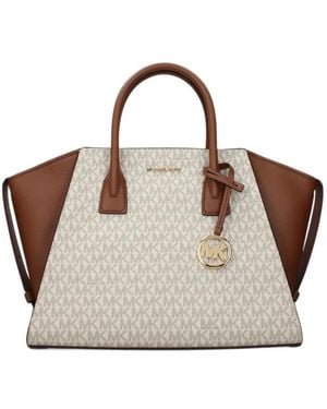 Michael Kors Large Avril Monogram-Print Grained Tote Bag - Natural