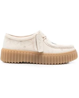Clarks Torhill Bee Embroidered Platform Loafers - White
