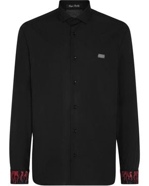 Philipp Plein Sugar Daddy Flame-Trim Shirt - Black