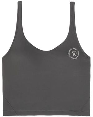 Sporty & Rich Logo-Print Cropped Top - Grey
