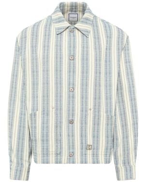 WOOYOUNGMI Stripe-Pattern Dropped-Shoulder Shirt - White