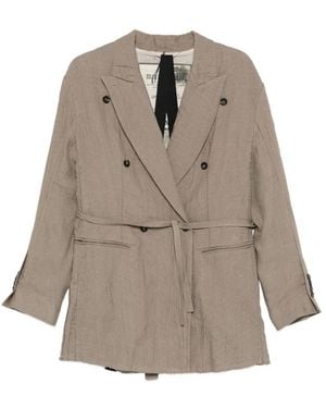 Masnada Double-breasted belted blazer - Natur