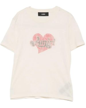 Amiri Heart Logo-Print T-Shirt - Pink