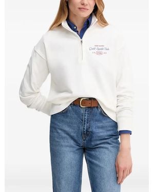 GANT Quarter-Zip Embroidered Sweatshirt - White