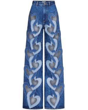 Area Heart Cut-out Wide-leg Jeans - Blue